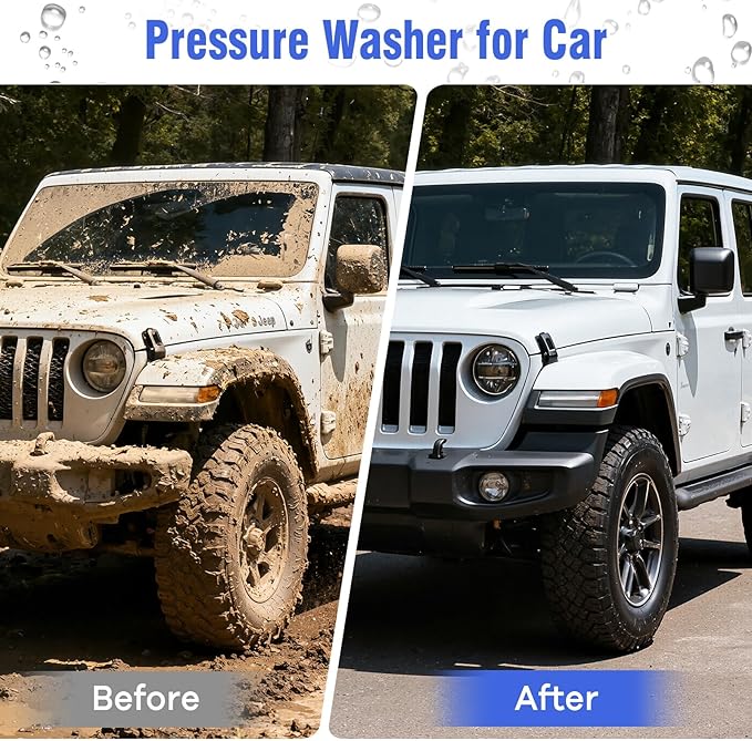Pressure Washer, Power Washer with 4 Quick Connect Nozzles 1 Foam Cannon, High Pressure Cleaning Machine for Cars/Fences/Driveways/Patios/Farms/Home Cleaning