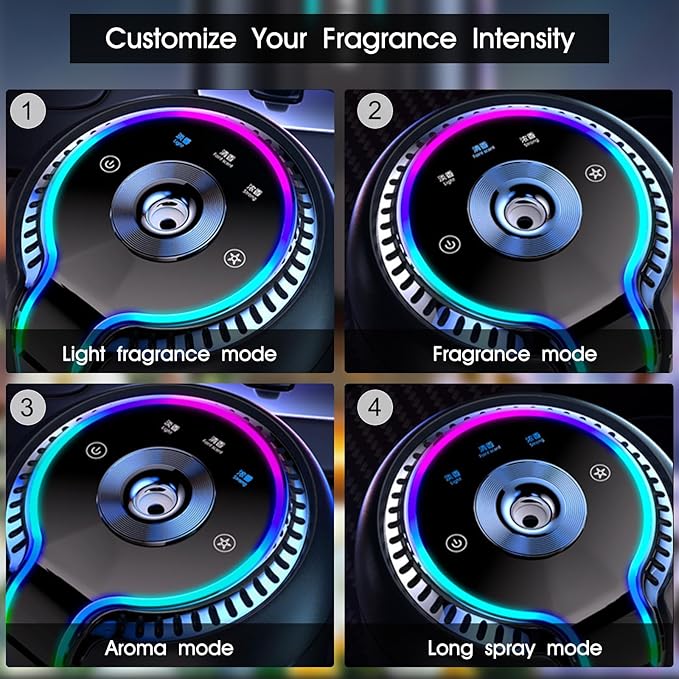 P6 Smart Car Air Freshener Diffuser - Auto On/Off, 4 Modes, 30-Day Battery, Ultrasonic Mist, Long-Lasting 4 Months, Jade Dragon Tea Scent