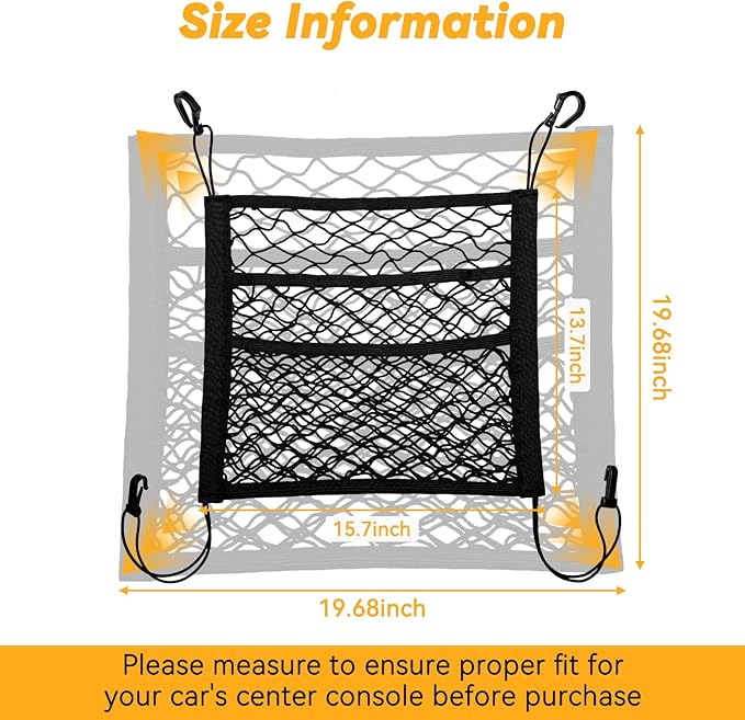 Dog Car Net Barrier for SUV Pet Barrier for Dog & Child Drive Safety Barrier with Mesh Pockets, Seat Back Net Bag Storage, Pouch Travel Accessory, Easy to Install