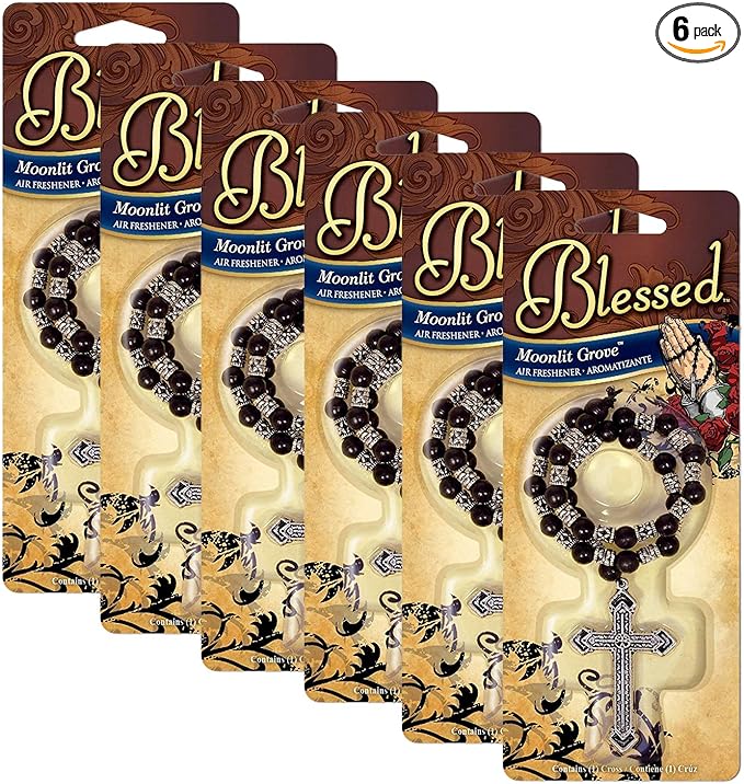 Blessed Rosary with Metal Cross Car Air Freshener, Moonlight Groove Scent