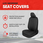 Motor Trend SpillGuard 2 Black Seat Covers for Cars & Seat Covers for Trucks - Neoprene Lining Waterproof Car Seat Covers Front Seats Only - SUV Seat Covers Protector - Forros para Asientos de Carro