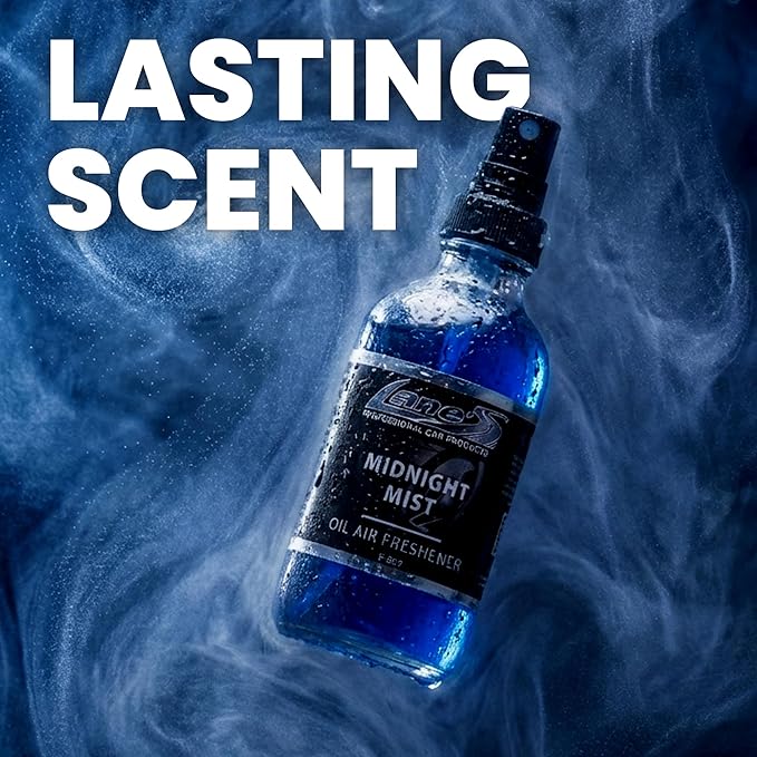 LANE’S Premium Car Air Freshener "Midnight Mist" - 4oz Oil-Based, Long-Lasting Auto Scent Spray - Food, Pet, Odor Smell Deodorizer for Cars, Trucks, SUVs' Interior Leather, Carpet, Upholstery