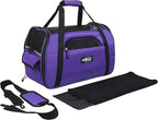EliteField Soft Sided Pet Carrier (3 Year Warranty, Airline Approved), Multiple Sizes and Colors Available (Medium: 17" L x 9" W x 12" H, Purple)