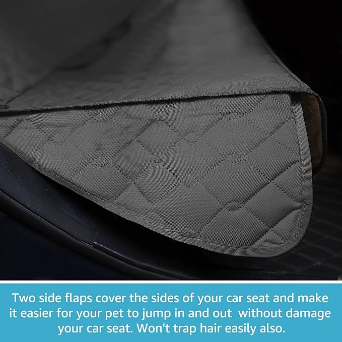 Back Seat Cover for Kids in Car | 100% Waterproof Car Seat Protector for Dogs with Seat Belt, Non-Slip | Bench Seat Cover from Scratches, Spills & Mess | Rear Seat Protector Fit Cars/SUVs/CRVs/Trucks