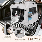 Large Cat Carrier for Cats Collapsible Soft Pet XL Crate for Large/Medium Cats 15lbs+, Car Travel Portable Bag with Water Bottle Slot Ideal for Long Trips (Grey, 20.0"L x 14.0"W x 14.0"H)