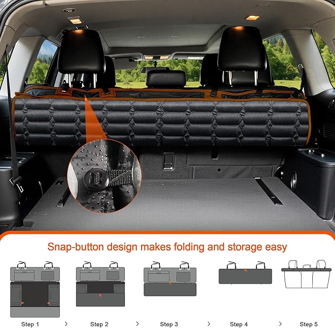 SUV Cargo Liner for Dogs, Waterproof Pet Cargo Cover Dog Seat Cover for SUVs Sedans Vans with Bumper Flap Protector, Scrachproof Non-Slip Large Size Dog Seat Mat Universal Fit (Brown)