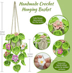 Crochet Car Air Freshener, 15ml Empty Refillable Oil Diffuser Bottle with Hanging Crochet Flowers Plant for Car Rearview Mirror Decor Air Freshener Diffuser for Home, and Office Decor(Flowers)