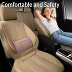 CAR PASS Nappa Leather Seat Covers Full Set, 3D Foam Faux Leather Car Seat Covers with Lumbar Support, Water Resistant Comfort & Universal Fit for Cars SUV Truck Most Vehicles, All Beige