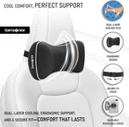 Samsonite Car Neck Pillow, Soft Memory Foam Headrest Pillow for Driving, Ergonomic Car Seat Headrest Cushion with Adjustable Strap, Breathable & Removable Cover, Neck Pain Relief, Black