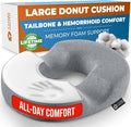 5 STARS UNITED Donut Pillow Hemorrhoid Tailbone Cushion – Large Floor Cushion for Pain Relief – Coccyx, Prostate, Sciatica, Pelvic Floor, Pressure Sores, Pregnancy, Postpartum Recovery, Gray
