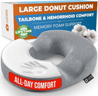 5 STARS UNITED Donut Pillow Hemorrhoid Tailbone Cushion – Large Floor Cushion for Pain Relief – Coccyx, Prostate, Sciatica, Pelvic Floor, Pressure Sores, Pregnancy, Postpartum Recovery, Gray