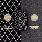 Bling Center Console Cover with 2 Side Pockets Fit for Camry Multi-Functional Car Armrest Cushion Diamond-Studded Rhombus Pattern Style(Black&Silver Diamond)