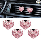 4PCS Bling Heart Air Vent Clips, Car Air Freshener for Women, Air Fresheners Diffuser Clip Charm, Car Air Conditioning Outlet Clip Decorative Accessory for Women Girls (Pink, Style1)