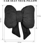 Bow Car Headrest Pillow, Breathable Ergonomic Auto Neck Cushion with Adjustable Strap, Comfy Vehicle Neck Support Pillow Cute Bow Girl-Style Decoration for Driving Seats (Black)