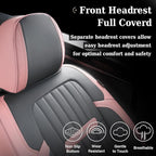 Coverado Car Seat Covers Front, Seat Covers for Cars, Waterproof 2-Pack Car Seat Cushions, Leather Carseat Seat Protectors, Universal Seat Covers Fit for Most Sedans SUV Pick-up Trucks(Pink&Grey)