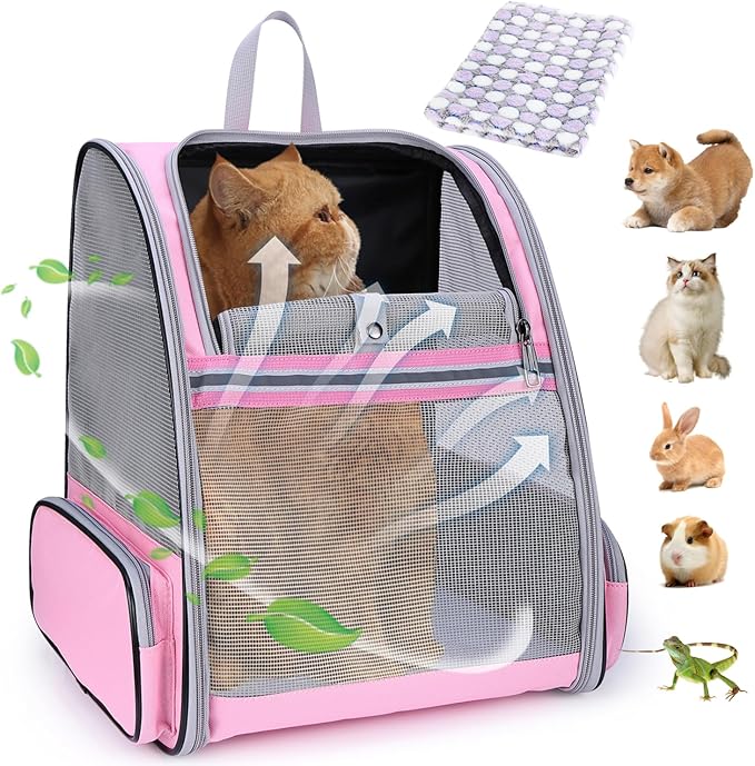 Lollimeow Cat Backpack Carrier, Ideal for Small Animals & Puppies, Airline Approved,Safe for Travel, Hiking, Vet Transport & Outdoor Use Fully Ventilated Design for Ultimate Comfort On-the-Go
