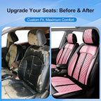 Fit Accord Car Seat Covers for Select Honda Accord 2012-2026 - Premium Full Coverage Leather, Airbag Compatible, Waterproof & All Weather Seat Protector, Full Set, Black+Pink
