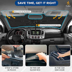 EcoNour Car Windshield Sun Shade | Foldable Car Umbrella Sun Shade | Windshield Cover Sunshade Blocks UV Rays | Sun Visor Protector | Automotive Interior Sun Protection Accessories (Medium 53" x 30")
