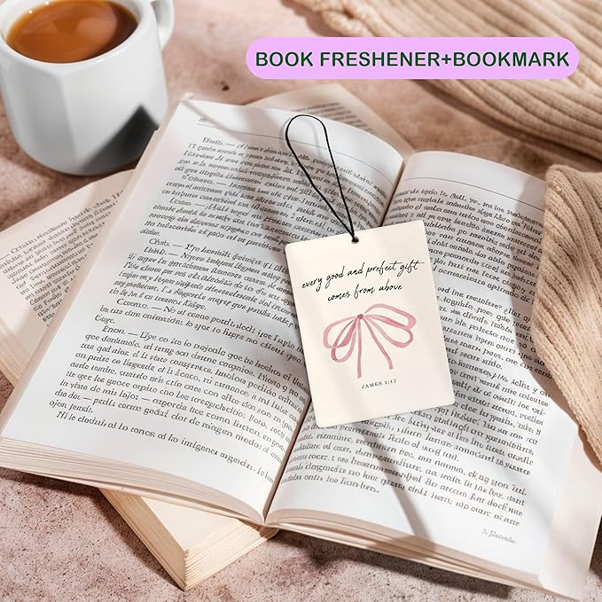Coquette Pink Bow Girly Bible Verse Air Freshener for Car, Cute Religious Air Freshener Hanging 3 Pcs for Cars Closet Drawer or Books, Cute Preppy Christian Car Mirror Decor for Women