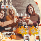 Boao 15 Pcs Thanksgiving Hanging Car Air Freshener Diffuser Bottles Empty Bulk Fall Perfume Glass Bottle Pendant Refillable with Maple Leaves Cards & Stickers for Essential Oil Fragrance Ornament