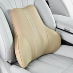 Coverado Lumbar Support Pillow for Car, Ergonomic Memory Foam Back Pillow for Office Chair, Back Cushion for Back Pain Relief, PU Leather Car Lumbar Support for Driving Seat - Beige