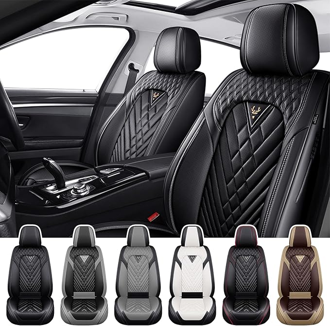 Truck Seat Covers for Ford Bronco 2021-2026, Waterproof Premium Leather Full Coverage Car Seat Cover, Muscle Sport Style Auto Interior Seat Cover Sets (Front Set/Black)