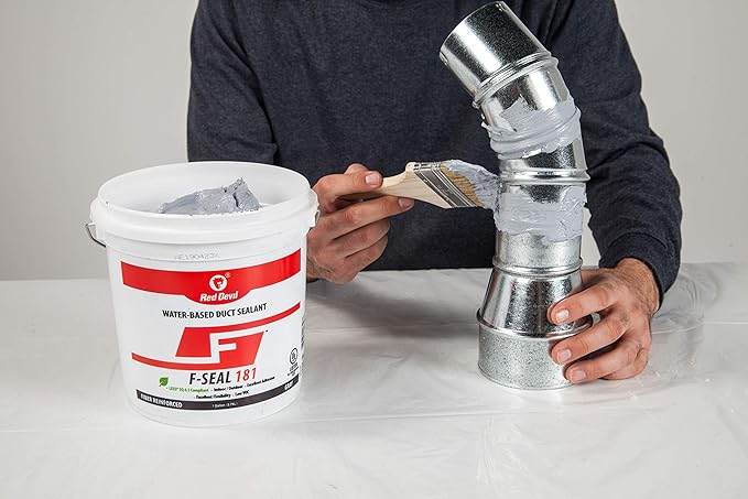 Red Devil 0841DX F-Seal 181 Duct Seal, Fiber Reinforced Water Based Duct Sealant, 1 Gallon, Gray, Made in USA