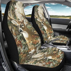 KEIAHUAN Camo Hunting Deer Car Front Back Seat Covers Front Bucket Seat Cover & Rear Bench Seat Protector Anti-Slip High Back Automotive Seat Covers Fit Most Vehicle Truck,SUV