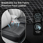 2 Pack Black Ventilated Bottom Car Seat Cover, 3D Air Mesh Breathable Front Leather Car Seat Protectors, Universal Fit Automotive Comfortable Seat Cushion with Storage Pocket for Car Truck SUV