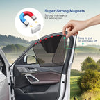 Car Window Shades, 2Pack Magnetic Front Car Window Cover, Half Blackout & Half See-Through Driver Side Window Sun Shade for Eating/Breastfeeding/Taking a Nap/Clothes Changing/Camping