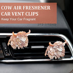 Cute Highland Cow Air Freshener Vent Clip, 2PCS Car Vent Clips Decor, Air Diffuser Clips, Highland Cow Car Interior Decor Accessories
