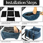 Dog Car Booster Seat, for Small Dogs Under 30 lbs, Detachable Washable Travel Bed with Storage Pockets and Safety Belt (SOMKY Blue, Medium)