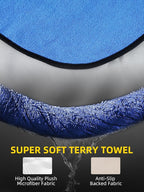 ZIMABLUE 1PC Waterproof Towel Car Seat Cover - 525g Heavy Duty 3-Layer Microfiber Sweat Protector for Bucket Seats - Non-Slip Machine Washable Universal Fit for Gym, Yoga, Beach, Pets & Outdoors-Blue