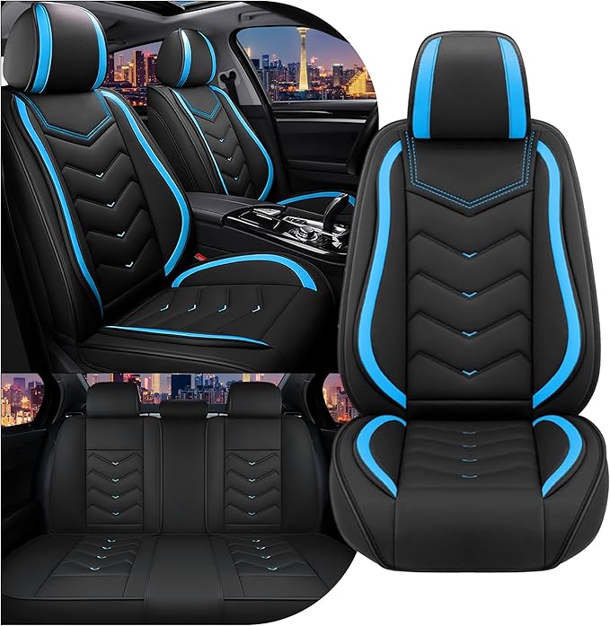 CTDS Car Seat Covers for Mazda CX-5 CX-3 CX-7 CX-9 CX-50 CX-30 CX-70 CX-90 2007-2026, Stylish Sport Seat Cover, Premium Nappa Leather Car Seat Cover.(Standard 5 Seats/Black Blue)