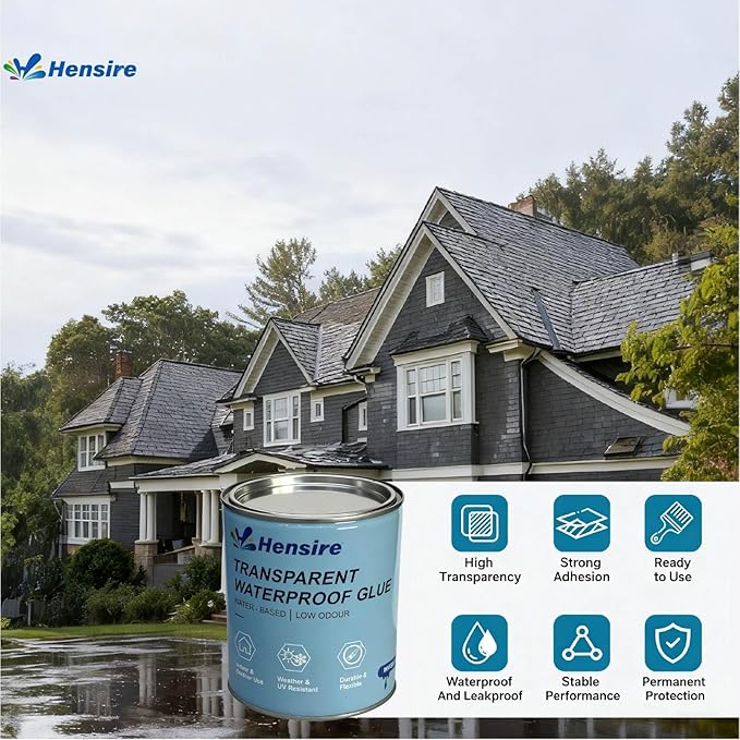 Hensire Clear Waterproof Sealant – 17oz Water-Based Transparent Waterproof Coating for Indoor & Outdoor Use, Bathroom, Concrete, Stone, Wood Surfaces