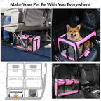 Soft Sided Cat/Dog Carrier,Collapsible Pets Travel Carriers for Pet/Puppy with Shoulder Strap & Removable Mat,Mesh Top Load Small Dogs/Cats Carry Bag Up to 25 Lbs（Pink,L）