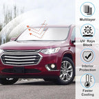 Windshield Sun Shade Custom Fit for 2018-2023 Chevrolet/Chevy Traverse Accessories Foldable Sunshade Sun Blocker Protect Car from Sun Rays & Heat Damage Keep Car Cooler