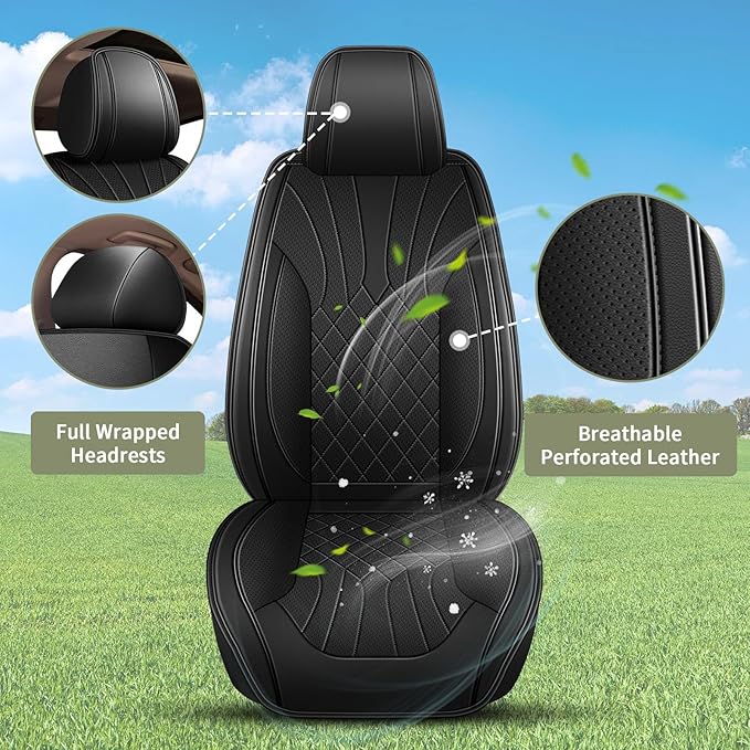 Full Set Car Seat Covers for Honda CR-V Sedan Coupe 2015-2025 2026 - Breathable Cool Ice Silk Leather - 5 Seats for Honda CRV Accessories - Black