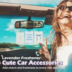 Blue Christian Girls Car Air Freshener Accessories 3pcs, Preppy Coquette Bow Hanging Air Fresheners Decor for Girly Room Closet Bathroom, Scripture Car Scent Lavender Fragrance Card for Women