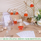 48 Sets Hanging Car Air Freshener Diffuser Bottles Bulk with Car Diffuser Instructions Car Card Empty Glass Essential Oil Diffuser Bottles Fragrance Perfume Pendant Bottle for Staff Employee