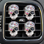 Bling Skull Air Vent Clips, 4 Pcs Crystal Skull Car Air Fresheners Vent Clips Car Diffuser Vent Clip Rhinestone Diamond Decoration Cute Interior Decor Bling Accessories for Women