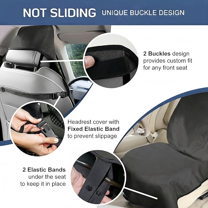 Car Seat Cover, Premium Auto Seat Towel Fit Cars SUV Trucks, Ideal Gift for Active People Who Work Sweat Swim Run Beach, Black