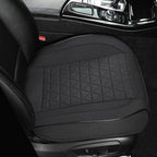 West Llama Linen Front Car Seat Cover Protector Anti-Slip Bottom Seat Cover Fits 95% of Vehicles,Wrapping Around The Bottom,Triangular Pattern(Black-1Pcs)