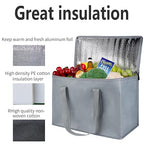 musbus 4 packs insulated trunk organizer car cooler bag XL-Large Insulated Grocery shopping bags, Reusable grey zipped zipper,Collapsible,tote,cooler,groceries,Recycled Material Warm Foldable