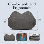 SUTERA Low Back Pillow - Proper Posture Lumbar Support Pillow for Office Chair or Car Seat for Back Support, Superior Memory Foam Cushion for Back Pain Relief from Sitting (18.3x11.3x6.9 inches)