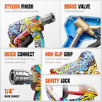 Short Pressure Washer Gun with Swivel 3/8" & M22-14mm Connect High Pressure Washer Handle with 5 Spray Nozzle, 1/4" Quick Connector Coupler Power Washer Gun Compatible with Foam Cannon