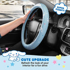 Cinnamoroll Steering Wheel Cover, Official Sanrio Car Steering Wheel Cover with Easy Clip-on Car Air Freshener – Cute and Long-Lasting Cinnamoroll Air Freshener for Car, Odor Eliminator, Fun Scents