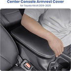 Center Console Cover for Toyota RAV4 2019-2025, Upgraded PU Leather Armrest Cover for RAV4 Adventure/Hybrid/XLE/LE/Limited/TRD Off-Road/Premium/XLE Premium (Gray Stitching)