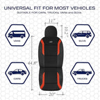 Skechers Memory Foam Leather Car Seat Covers, Air Cool Mesh Thick Seat Covers, Car Seat Covers Front Seats, Airbag Compatible, Automotive Comfort for Most Cars, Vans, Trucks, SUV,Orange