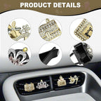 4PCS Bling Air Freshener Vent Clip, Crystal Rhinestone Heels Bag Crown Perfume Bottle Dashboard Air Vent Trim Clips, Cars Accessories Interior Decor (Gold)